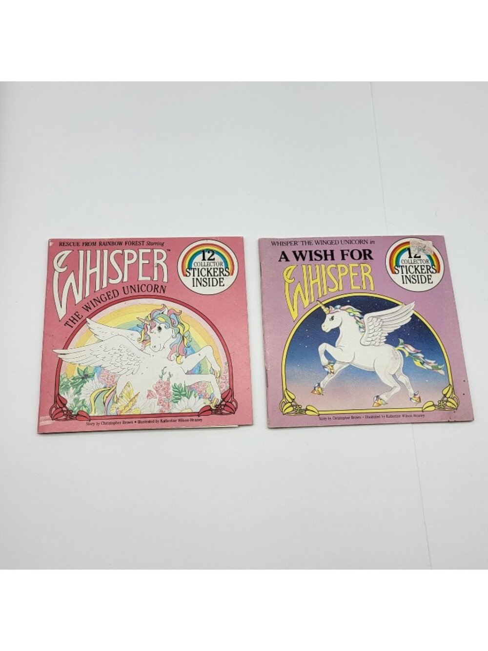 Whisper Winged Unicorn Vintage Book lot of 2 missing stickers